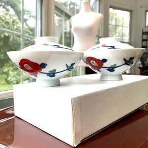 Vtg 60s Japanese Koransha Bowls with Lids 4pcs